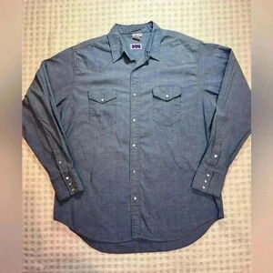 VTG 60’s-70’s Big Smith Chambray l/s pearl snap mens size XL tall western shirt